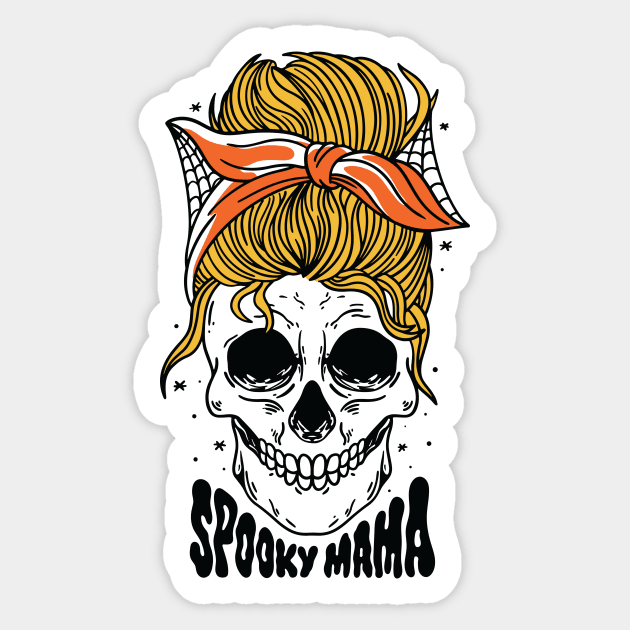 Spooky Mama // Messy Bun Halloween Mom Sticker by SLAG_Creative